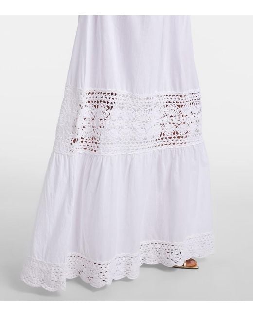 Anna Kosturova White Filigree Crochet Halterneck Maxi Dress