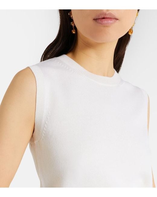Oscar de la Renta White Virgin Wool Sweater Vest