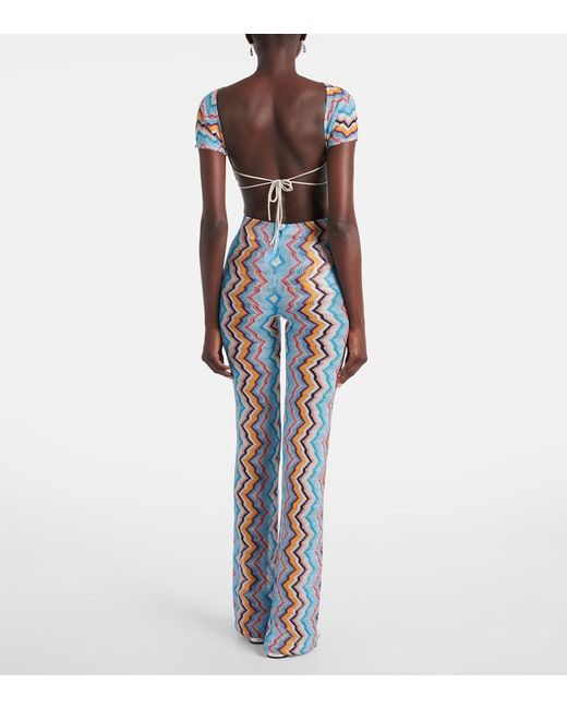 Missoni Blue Zigzag High-Rise Flared Pants