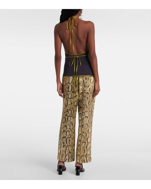 Dries Van Noten Purple Crepe Satin Wrap Top