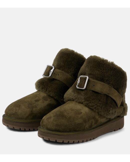 Burberry Green Stiefeletten Aus Veloursleder Mit Shearling