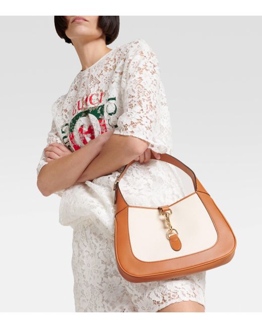 Gucci White Jackie Small Leather-trimmed Shoulder Bag