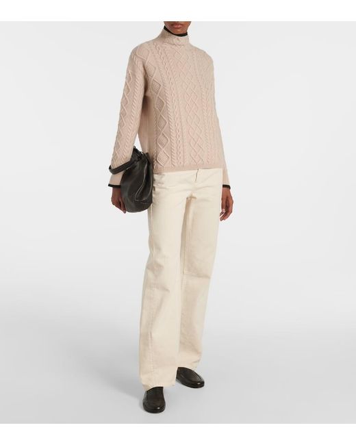 Max Mara Natural Feltro Wool And Cashmere Turtleneck Sweater