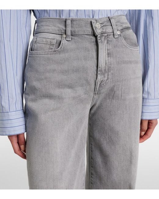 7 For All Mankind Gray Lotta High-Rise Wide-Leg Jeans