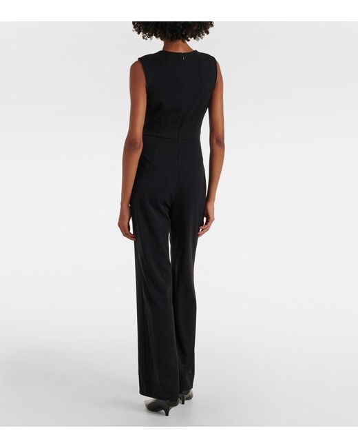 Staud Black Jagger Draped Jersey Jumpsuit