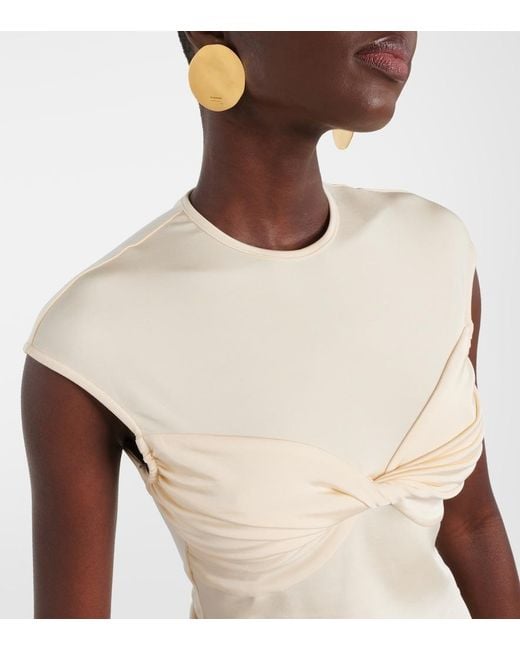 TOVE Natural Paola Gathered Jersey Top
