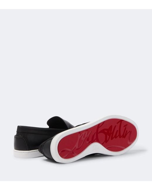 Christian Louboutin Black Neoclboat Leather Slip-On Shoes for men
