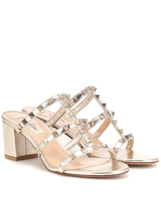 Valentino Garavani Rockstud Leather 90mm City Sandals | Valentino rockstud sandals, Valentino 