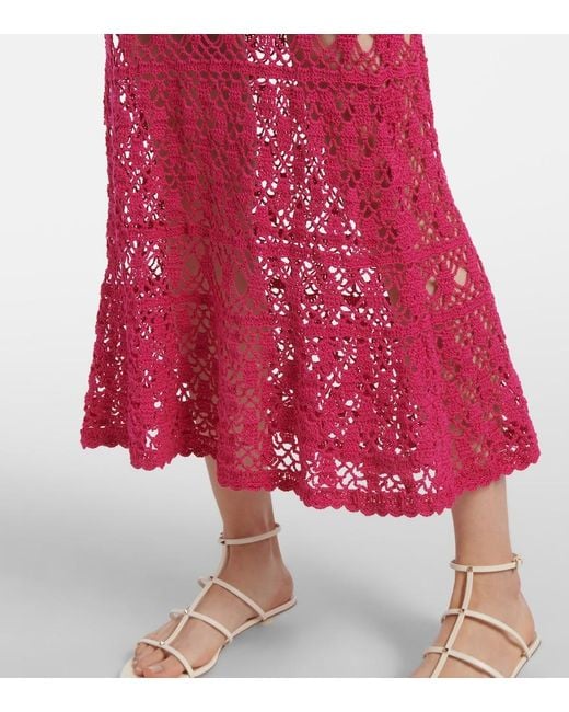 Anna Kosturova Pink Jennifer Cotton Crochet Maxi Dress