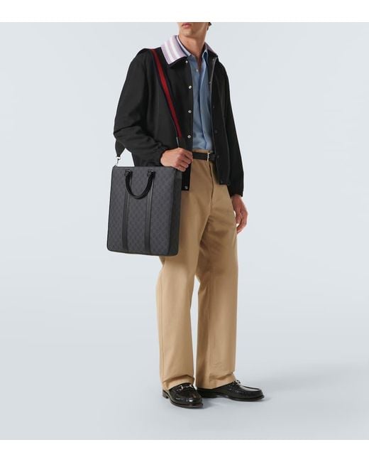 Gucci Tote Gg Supreme Medium Mit Leder in Black für Herren