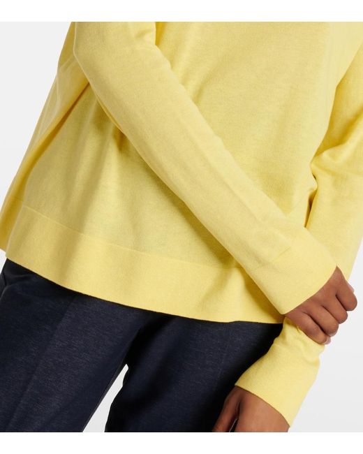 Pullover Pensile in seta e cotone di Max Mara in Yellow