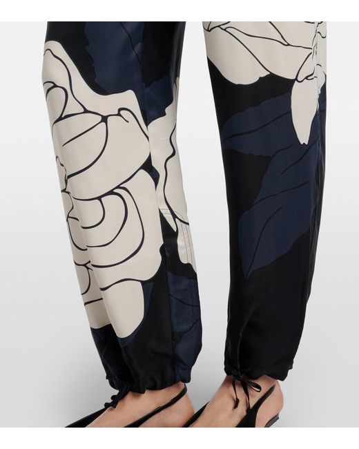 Victoria Beckham Blue Floral Twill Cargo Pants