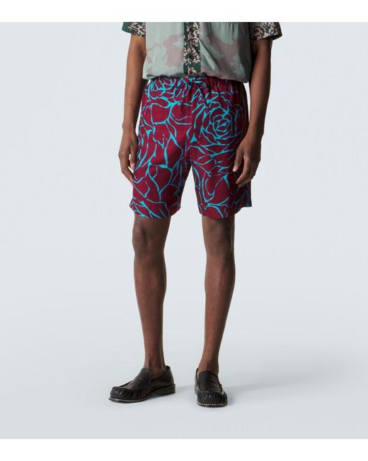 Dries Van Noten Blue Floral Shorts for men
