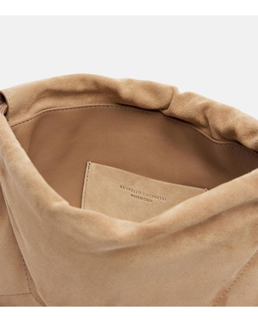 Brunello Cucinelli Brown Mellow Small Suede Shoulder Bag