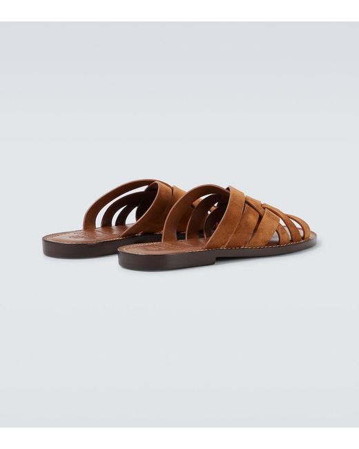 Brunello Cucinelli Brown Woven Suede Sandals for men