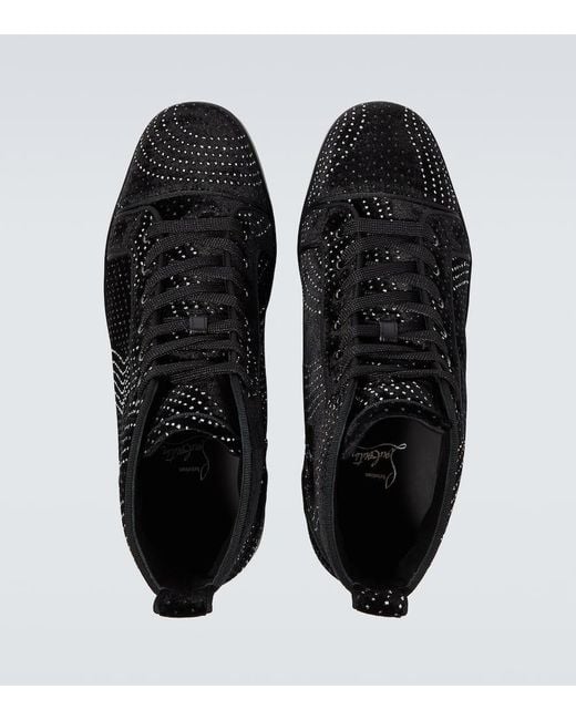 Christian Louboutin Black Louis Suede Embellished Sneakers for men