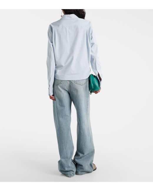 Loewe Blue Pleated Regular-fit Cotton Shirt