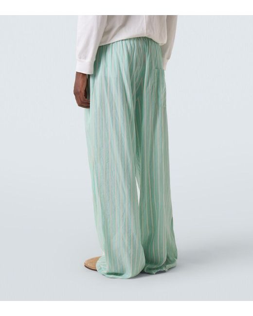 Balenciaga Green Striped Mid-Rise Pajama Pants for men