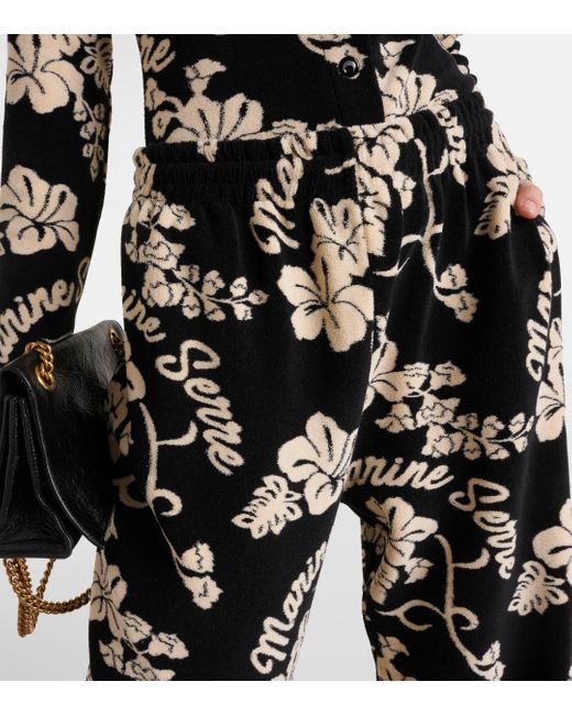 MARINE SERRE Black Floral Jacquard Sweatpants