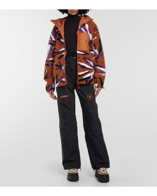 Adidas By Stella McCartney Brown Fleecejacke mit Blatt-Print