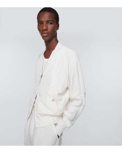Tom Ford Silk Bomber Jacket in White for Men | Lyst