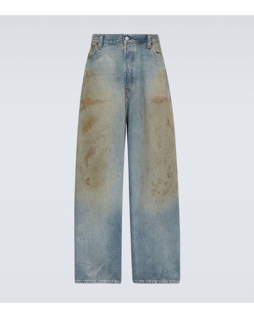 Acne Blue Distressed Oversized Low-rise Jeans for men