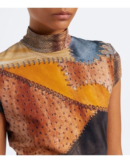 Roberto Cavalli Brown Ruched Trompe L'Oil Minidress