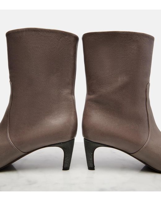 Brunello Cucinelli Brown Monili Leather Ankle Boots