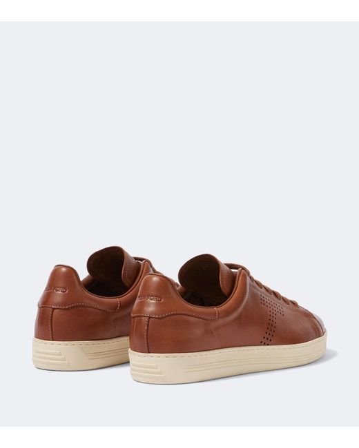 Tom Ford Brown Warwick Perforated Leather Sneakers for men