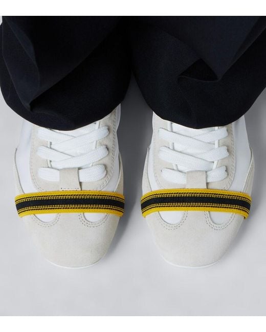 Fendi White Wrap Suede-Trimmed Sneakers