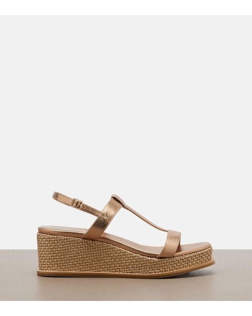 Jimmy Choo Brown Theia Metallic Leather Wedge Sandals