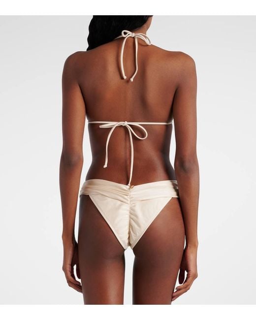 Bananhot White Jasmin Ruched Triangle Bikini Top