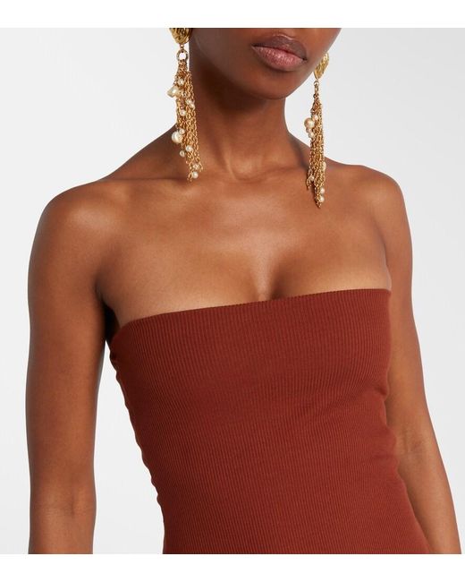 Johanna Ortiz Red Light And Sound Linen-Blend Maxi Dress