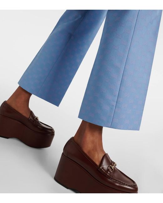 Pantaloni cropped in gabardine GG di Gucci in Blue