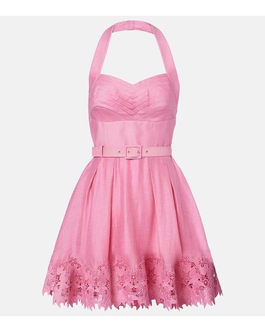 Rebecca Vallance Pink Petalite Lace-Trimmed Minidress