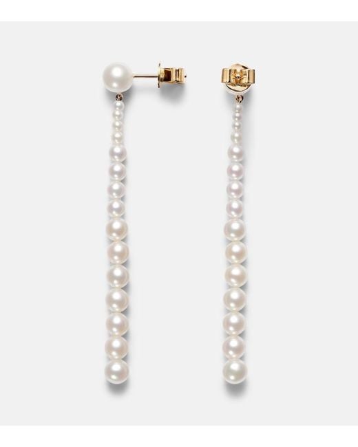 Sophie Bille Brahe White Piazza 18Kt Drop Earrings With Freshwater Pearls