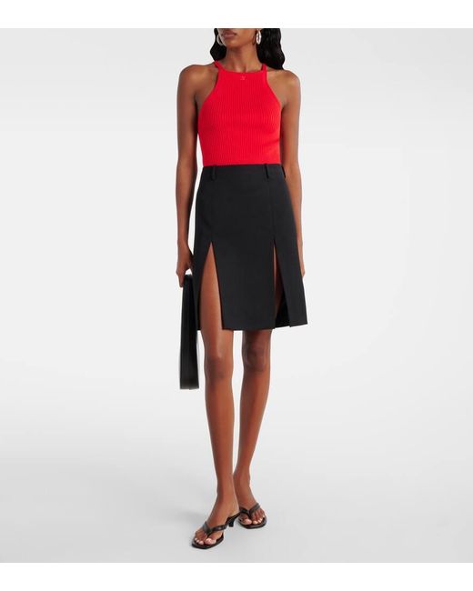 Courreges Red Top Circle Aus Rippstrick
