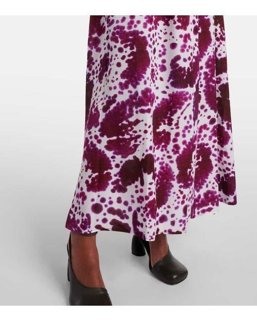 Dries Van Noten Purple Bedrucktes Maxikleid