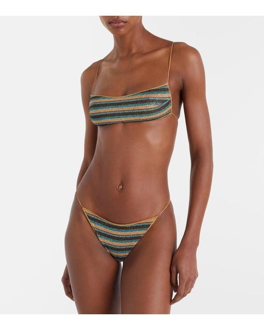 Oseree White Lumiere Striped Bikini