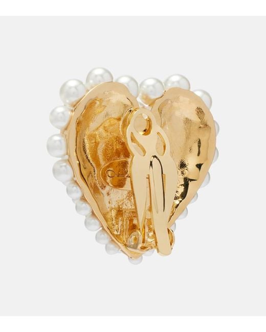Oscar de la Renta Metallic Clip-Ohrringe Mit Zierperlen