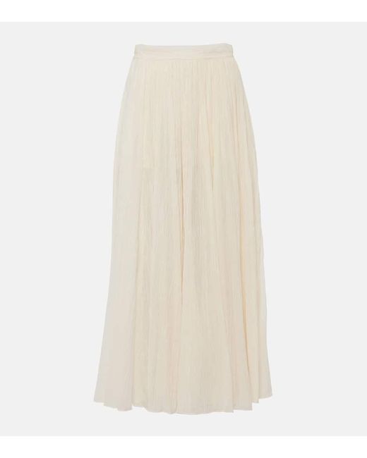 Totême  Natural Plisse Cotton-Blend Maxi Skirt