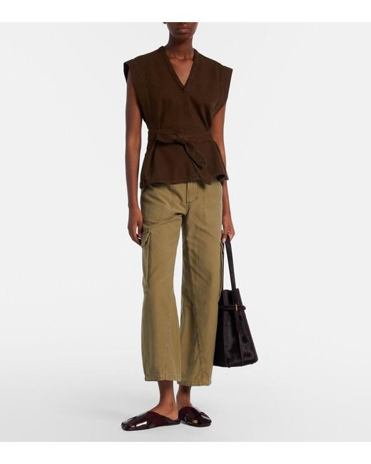 Citizens of Humanity Natural Thassos Cropped Cotton Twill Cargo Pants