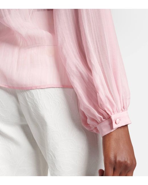 Etro Pink Bow-detail Silk Blouse