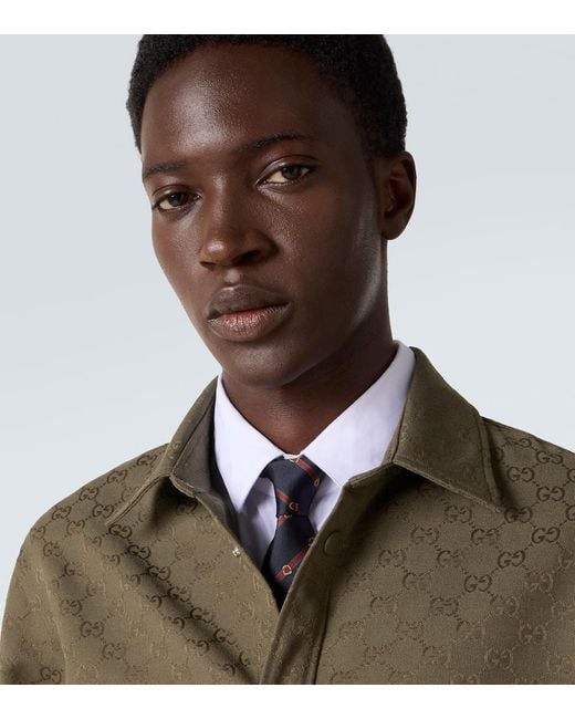 Gucci Blue Web Stripe Silk Twill Jacquard Tie for men