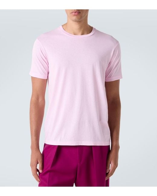 Tom Ford Pink Cotton And Silk Jersey T-Shirt for men
