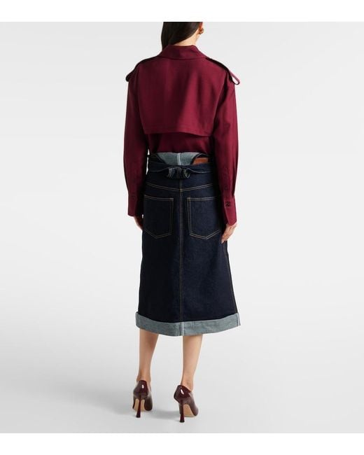 Victoria Beckham Blue Convertible Denim Midi Skirt