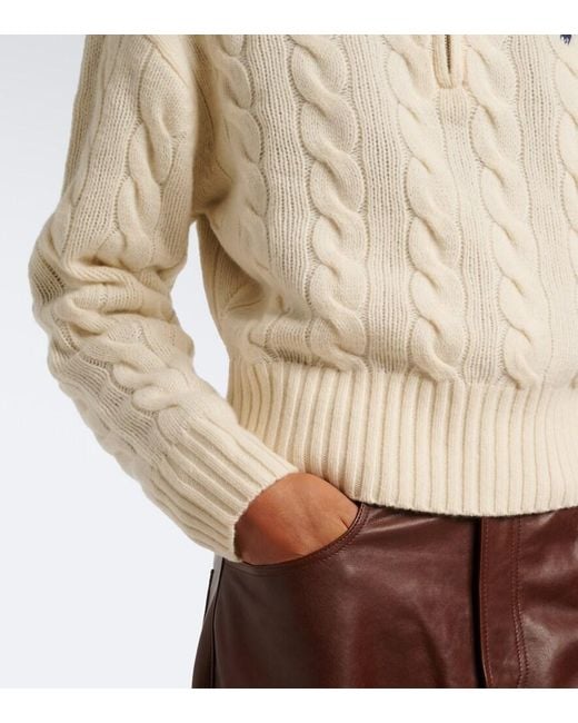 Polo Ralph Lauren White Cable-Knit Wool And Cashmere Sweater