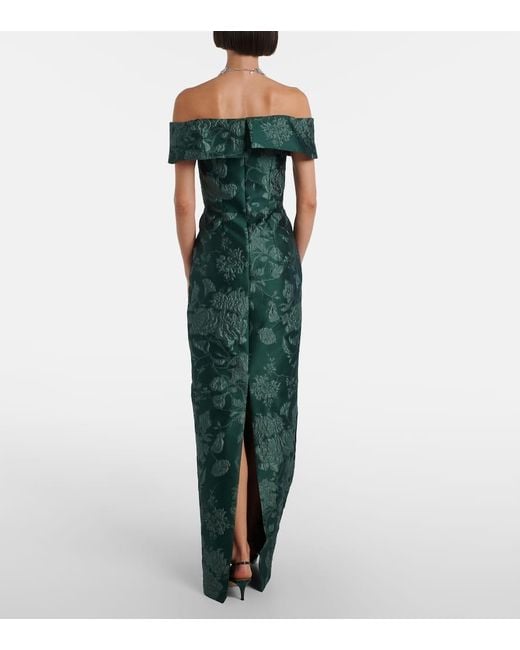 Emilia Wickstead Green Aislinn Floral Cloque Bustier Gown