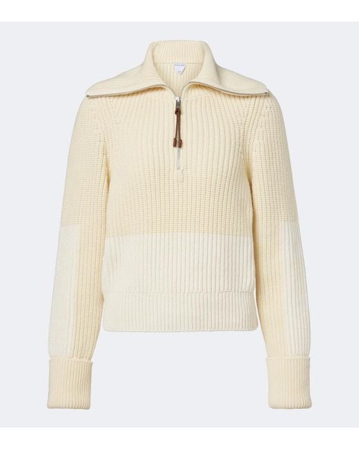 Bottega Veneta Natural Ribbed-Knit Wool And Cashmere Sweater