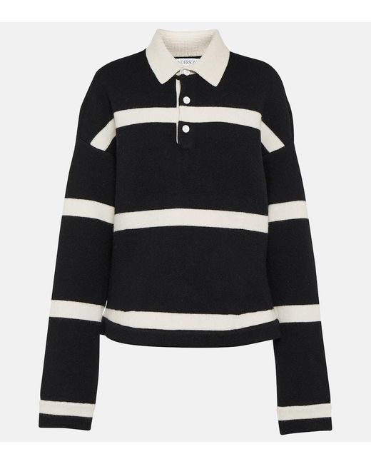 J.W. Anderson Black Striped Wool-blend Polo Sweater
